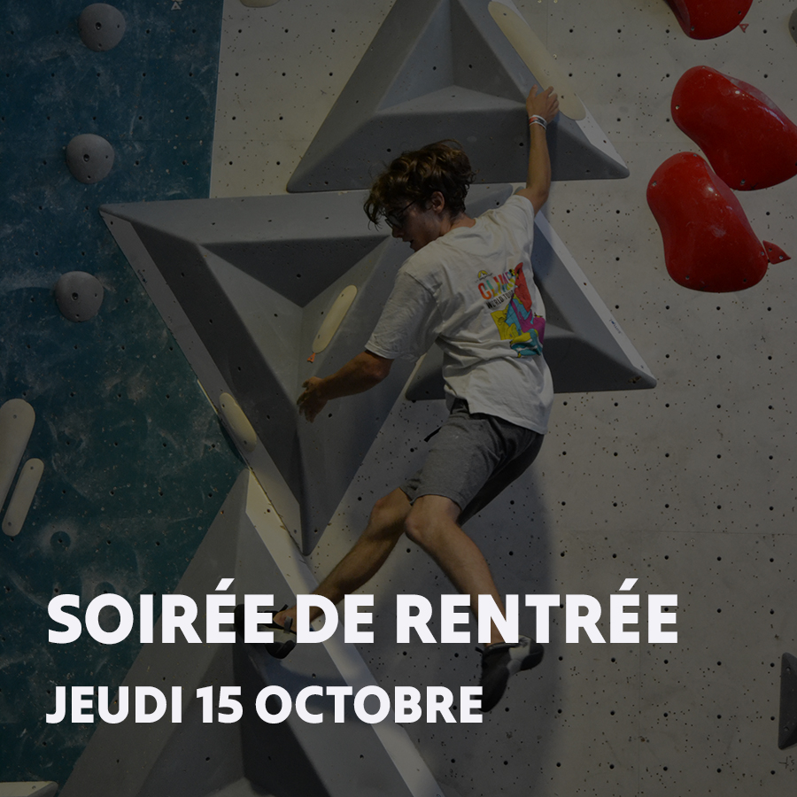 Climb Up Angers vous invite à sa soirée de rentrée ! Entrée gratuite pour toutes et tous, fun escalade ouvert, animations en bloc et Dj'set pour vous faire découvrir l'escalade autrement !